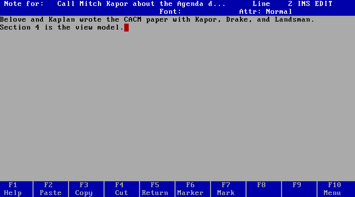 The note editor with a note attached to an item.